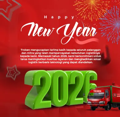 Perusahaan ekspedisi, logistik dan cargo Troben mengucapkan selamat menyambut tahun baru 1 Januari 2026